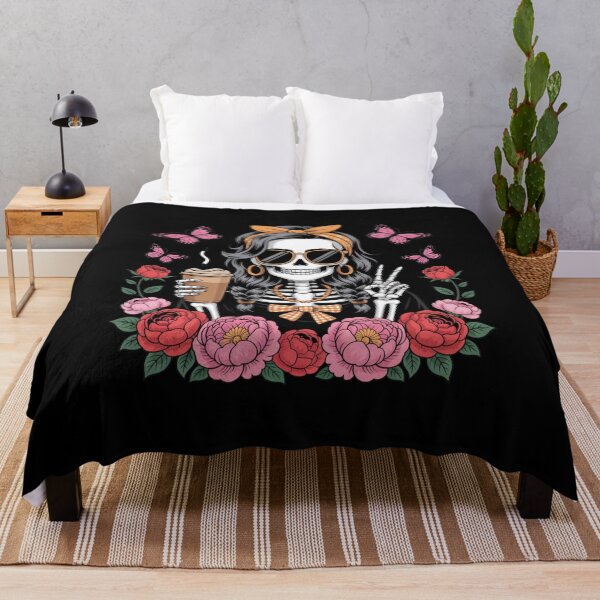 Item preview, Floral Coffee Skeleton Girl | Aesthetic Gothic Coffee Lover Design designed and sold by ColorSplash123.