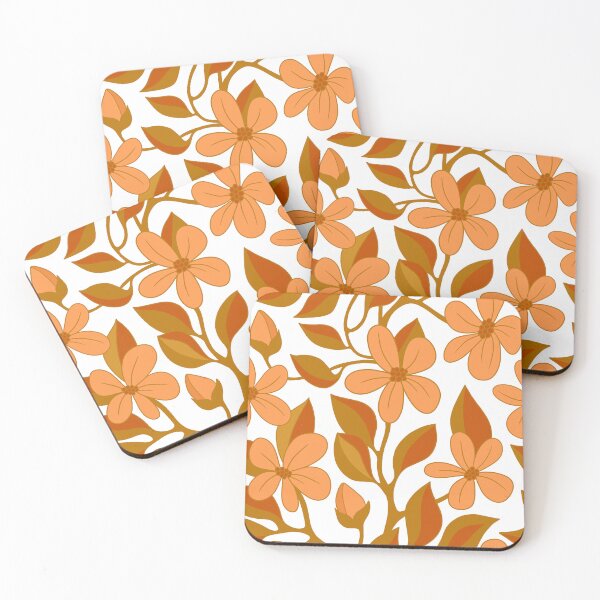 Item preview, Bright orange flowering vines on white designed and sold by MarySchwindt.