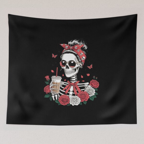Item preview, Rose Queen Skeleton | Elegant Gothic Floral Coffee Girl Design designed and sold by ColorSplash123.