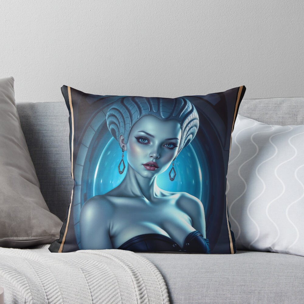 The Neo-Baroque Fantasy Allure Of Lady Xylia Rivenna Alluring AI Concept Art by Xzendor7 Decorative Art Print Throw Pillow