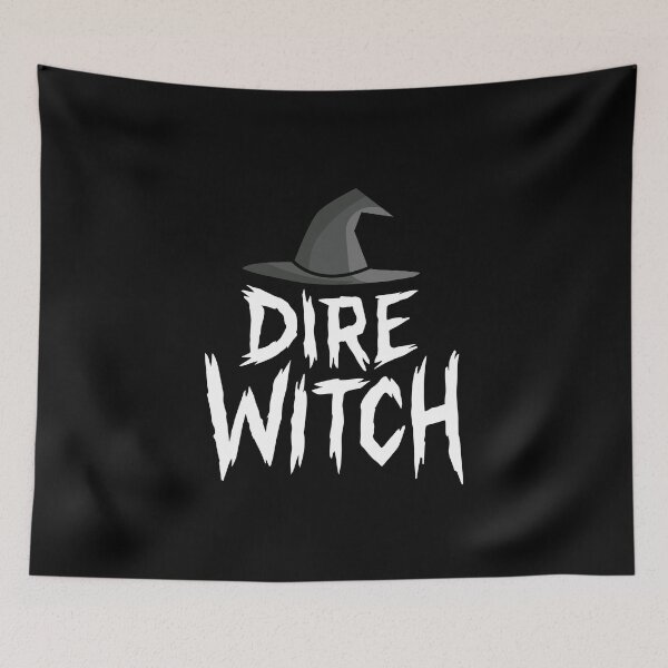 Item preview, Dire Witch Halloween Witch Hat curved point Typography Jagged White Font designed and sold by AtonuHaque.