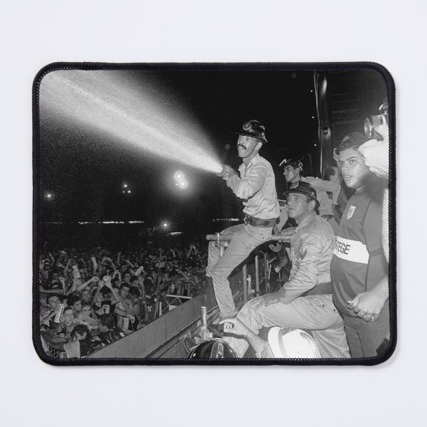 Item preview, Military Police Hosing Down The Massive Crowd at Rock In Rio II - BW Photograph designed and sold by ConcertImages.