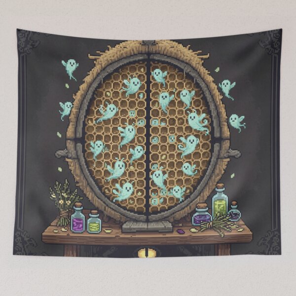 Item preview, Pixel Art Ghost Bees – Cute Spoopy Apothecary Gamer Tee designed and sold by Pixel Toad.