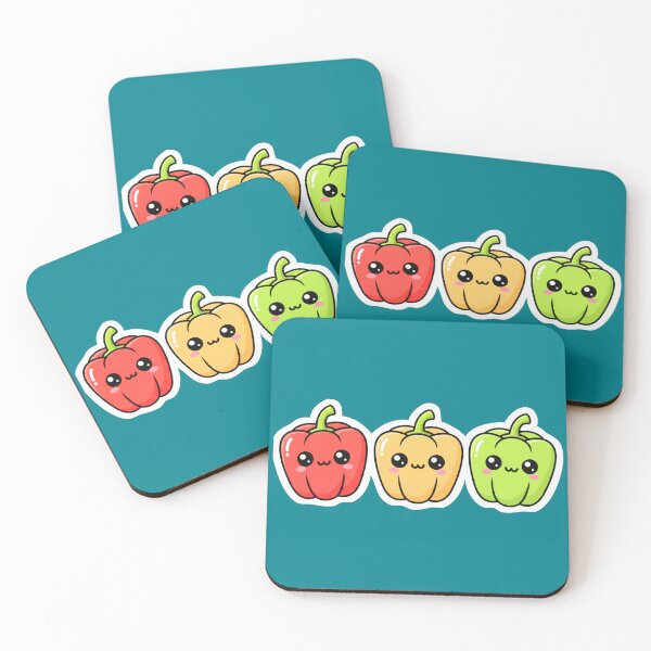 Item preview, Bell Pepper Trio – Colorful Kawaii Vegetable Characters designed and sold by OOStudio.