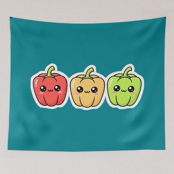Item preview, Bell Pepper Trio – Colorful Kawaii Vegetable Characters designed and sold by OOStudio.