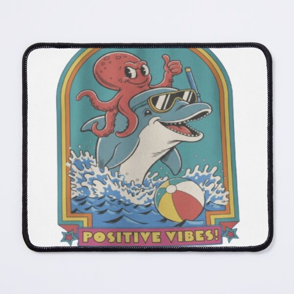 Item preview, Positive Vibes Ocean Buddies: Dolphin & Octopus Summer Fun Illustration designed and sold by KingBH.