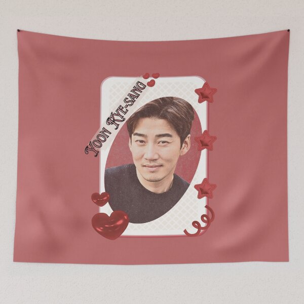 Item preview, Yoon Kye-sang Korean Actor Kdrama Group Card Red Aesthetic Collage Design designed and sold by AJUNICE STUDIO.