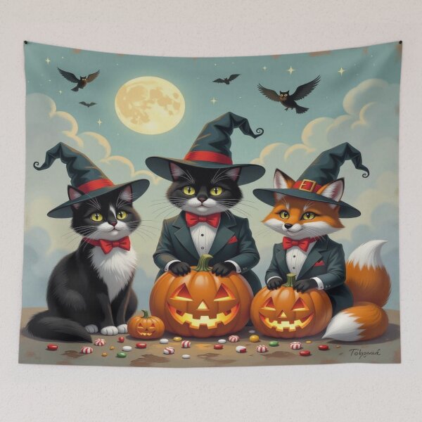 Item preview, Whimsical Halloween Companions – Elegance meets pumpkin magic designed and sold by FotoworldEdel.