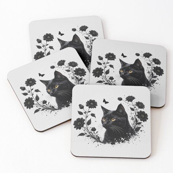 Item preview, Nocturne Feline – Black Cat in Bloom designed and sold by MoonHollow.
