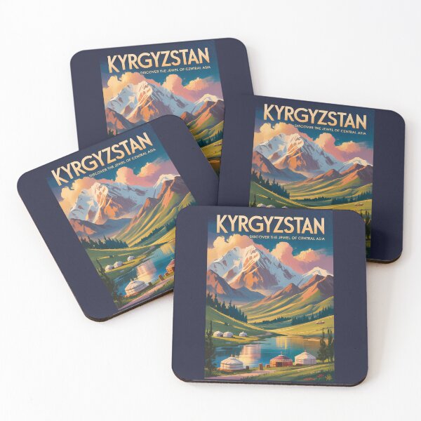 Item preview, Kyrgyzstan Mountains Illustration Travel Art Vintage designed and sold by KrisSidDesigns.