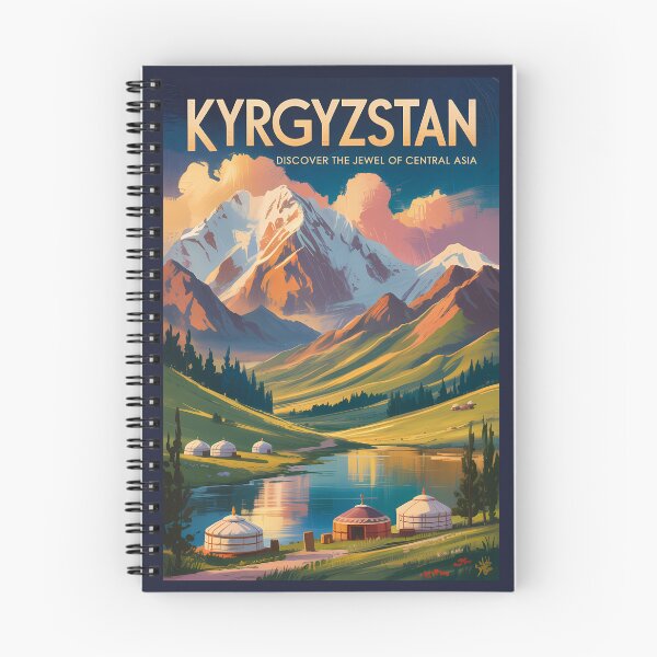 Item preview, Kyrgyzstan Mountains Illustration Travel Art Vintage designed and sold by KrisSidDesigns.