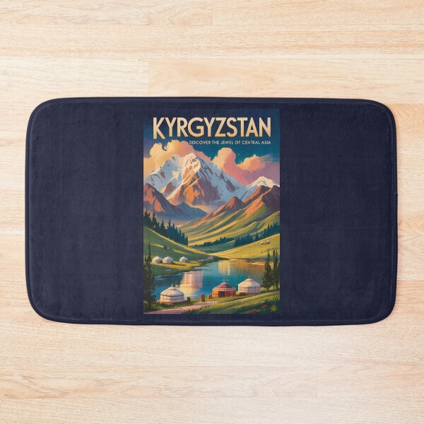 Item preview, Kyrgyzstan Mountains Illustration Travel Art Vintage designed and sold by KrisSidDesigns.