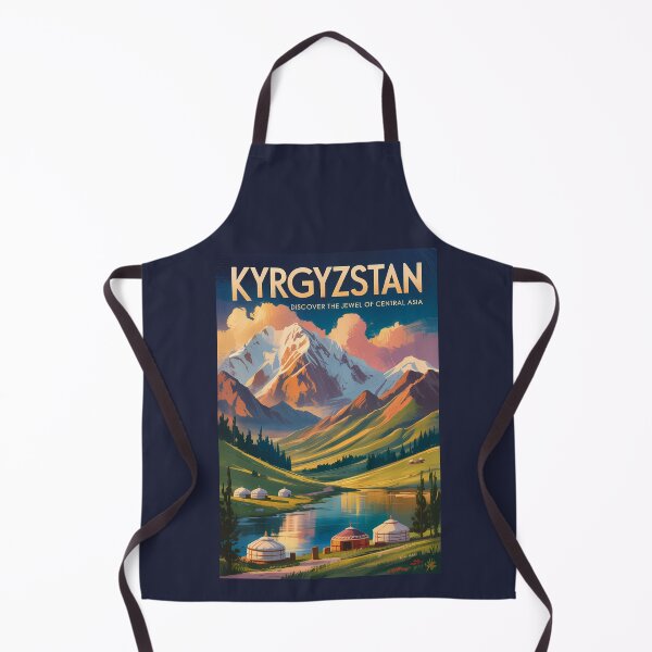 Item preview, Kyrgyzstan Mountains Illustration Travel Art Vintage designed and sold by KrisSidDesigns.