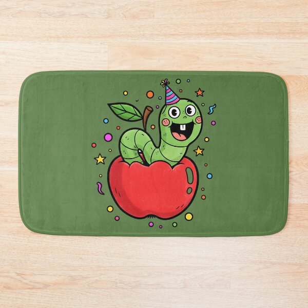 Item preview, Party Worm in Apple – Cute Cartoon Celebration designed and sold by AwesomeBeyondLimits.