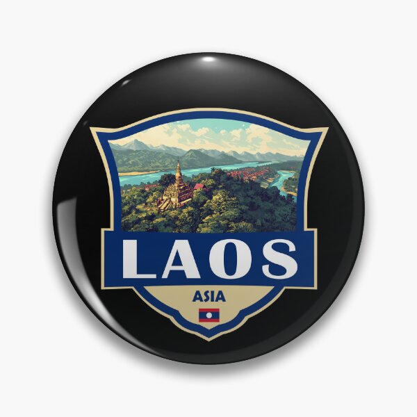 Item preview, Laos Illustration Retro Badge designed and sold by KrisSidDesigns.