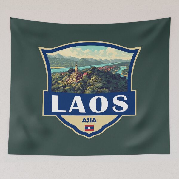 Item preview, Laos Illustration Retro Badge designed and sold by KrisSidDesigns.