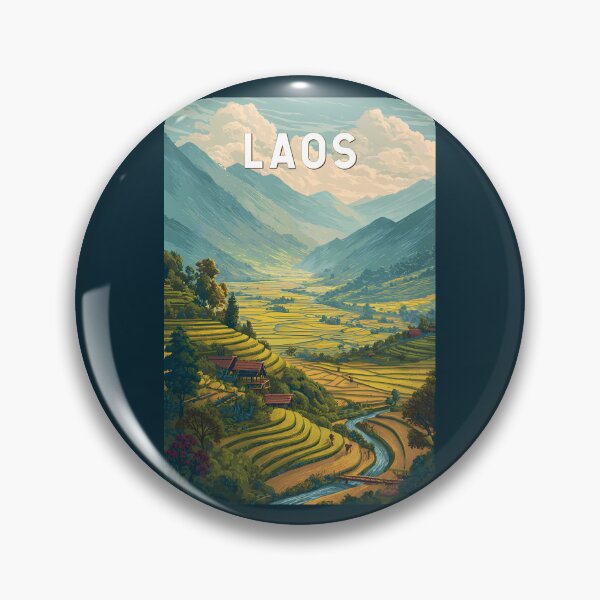 Item preview, Laos Illustration Travel Art Vintage designed and sold by KrisSidDesigns.