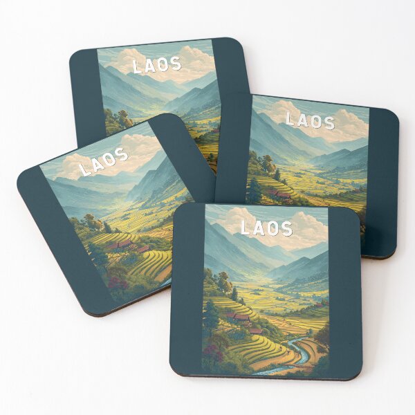 Item preview, Laos Illustration Travel Art Vintage designed and sold by KrisSidDesigns.