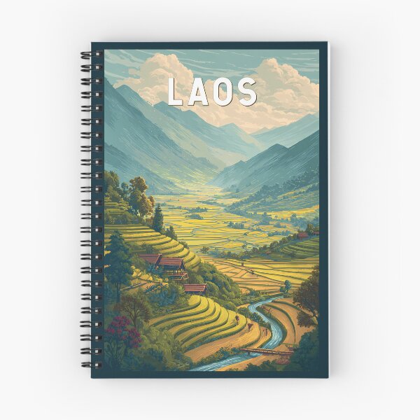 Artikelvorschau, Laos Illustration Reisekunst Vintage entworfen und verkauft von KrisSidDesigns.