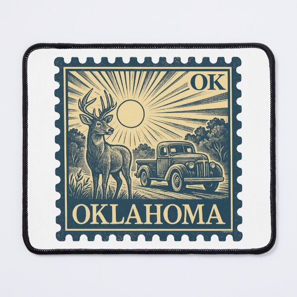 Item preview, Oklahoma Stamp Design – Sunlit Roads & Prairie Majesty designed and sold by Automotive Art by Greg.