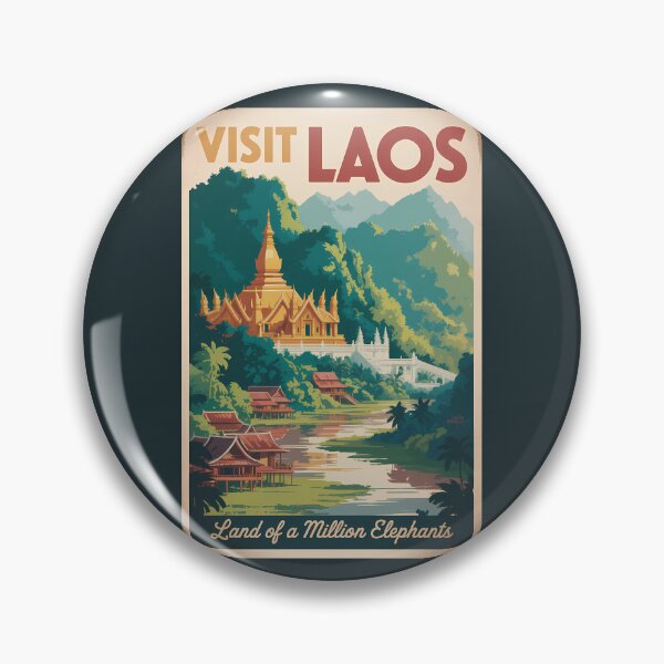 Item preview, Laos Pha That Luang Illustration Travel Art Vintage designed and sold by KrisSidDesigns.