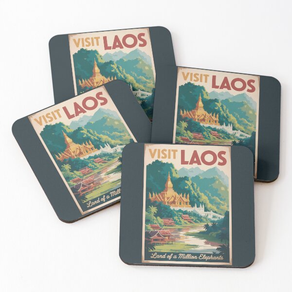 Item preview, Laos Pha That Luang Illustration Travel Art Vintage designed and sold by KrisSidDesigns.