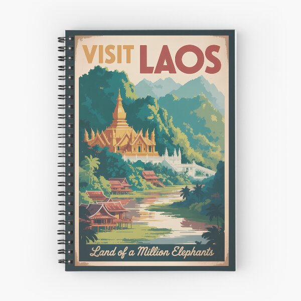 Item preview, Laos Pha That Luang Illustration Travel Art Vintage designed and sold by KrisSidDesigns.