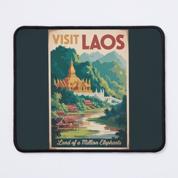 Item preview, Laos Pha That Luang Illustration Travel Art Vintage designed and sold by KrisSidDesigns.
