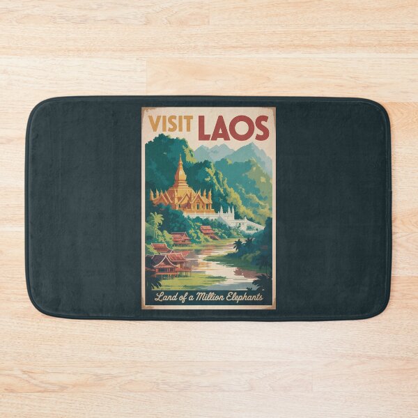 Item preview, Laos Pha That Luang Illustration Travel Art Vintage designed and sold by KrisSidDesigns.