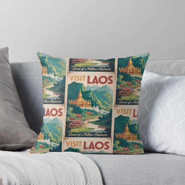 Item preview, Laos Pha That Luang Illustration Travel Art Vintage designed and sold by KrisSidDesigns.