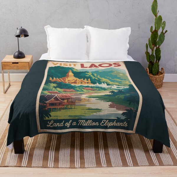 Item preview, Laos Pha That Luang Illustration Travel Art Vintage designed and sold by KrisSidDesigns.