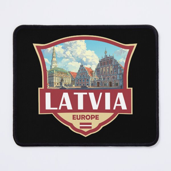 Item preview, Latvia Illustration Retro Badge designed and sold by KrisSidDesigns.