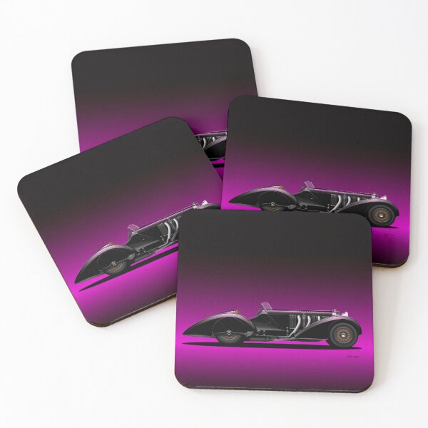 Item preview, 710 SSK Trossi Roadster, Neon Pink background. designed and sold by Tunstall Illustration.