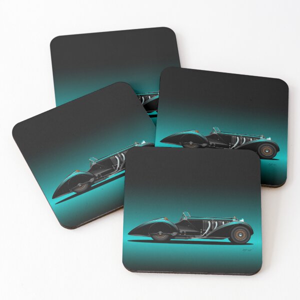 Item preview, 710 SSK Trossi Roadster, Electric Blue background. designed and sold by Tunstall Illustration.