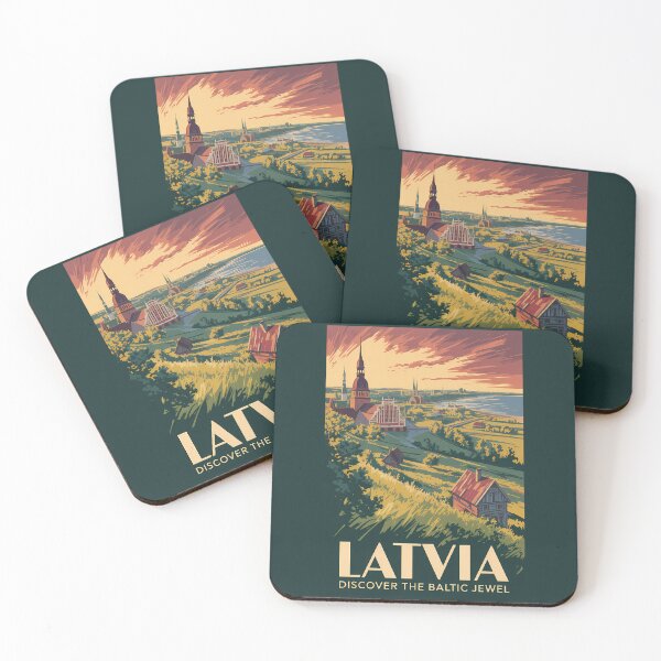 Item preview, Latvia Baltic Sea Illustration Travel Art Vintage designed and sold by KrisSidDesigns.