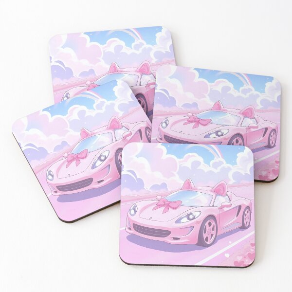 Item preview, Cute Pink Kawaii Sports Car with Cat Ears designed and sold by SweetRossel.