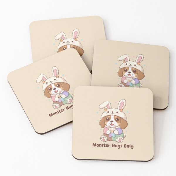 Item preview, Monster Hugs Only- Fluffy Beagle Puppy in Pastel Bunny Onesie designed and sold by The Real Life Symphony.