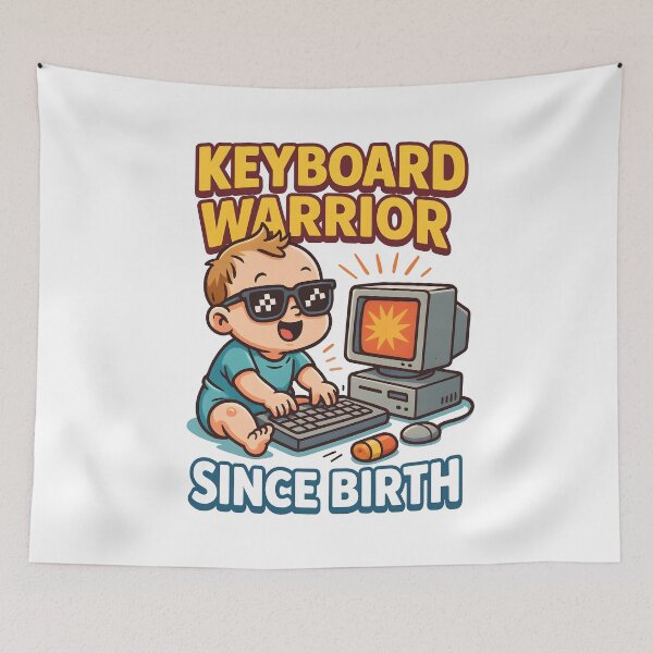 Item preview, Funny Baby Keyboard Warrior Meme Design for Gamers and Social Media Warriors. designed and sold by The-T-In-Retro.