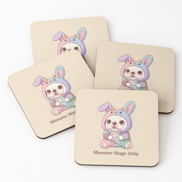 Item preview, Monster Hugs Only- Fluffy French Bulldog Puppy in Pastel Bunny Onesie designed and sold by The Real Life Symphony.