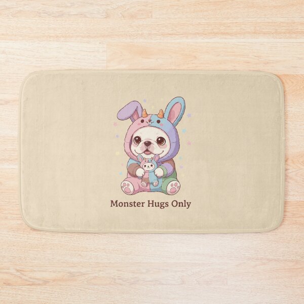 Item preview, Monster Hugs Only- Fluffy French Bulldog Puppy in Pastel Bunny Onesie designed and sold by The Real Life Symphony.