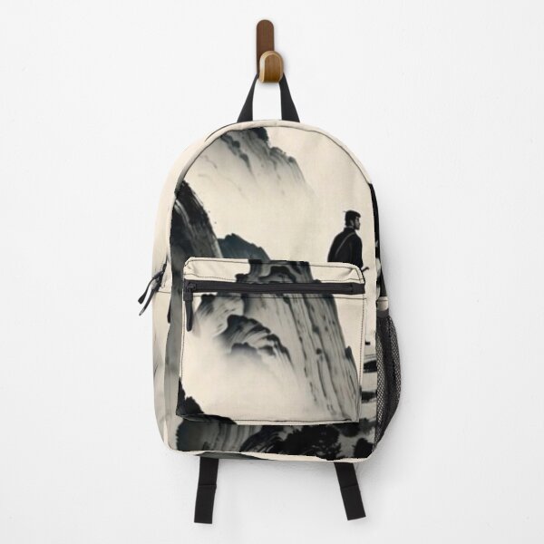 Item preview, Lone Ronin Samurai on Misty Mountain Path - Sumi-e Ink Art designed and sold by FUJISUNTOKYO.