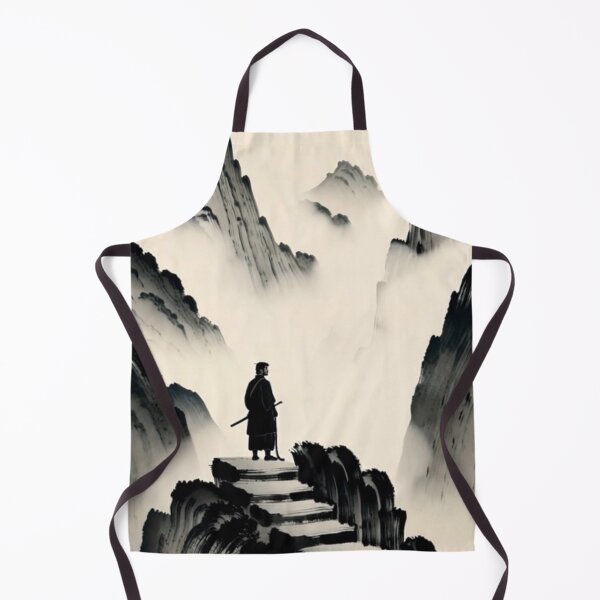 Item preview, Lone Ronin Samurai on Misty Mountain Path - Sumi-e Ink Art designed and sold by FUJISUNTOKYO.