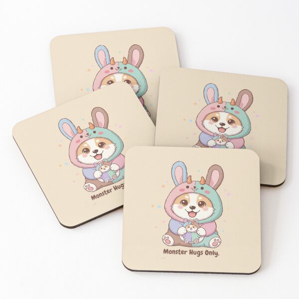 Item preview, Monster Hugs Only- Fluffy Pembroke Welsh Corgi Puppy in Pastel Bunny Onesie designed and sold by The Real Life Symphony.