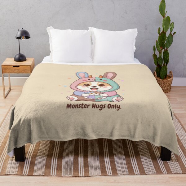 Item preview, Monster Hugs Only- Fluffy Pembroke Welsh Corgi Puppy in Pastel Bunny Onesie designed and sold by The Real Life Symphony.