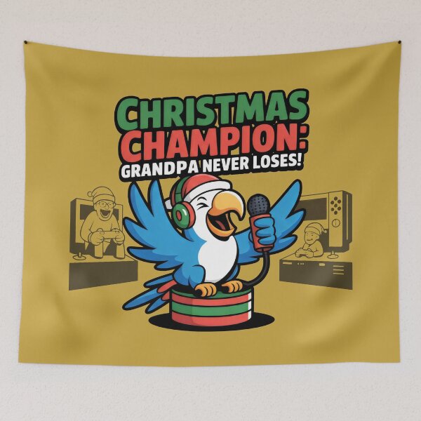 Item preview, Holiday Gaming Vibes with Parrot Commentator and Grandpa’s Victory Claim designed and sold by SplashTastic.