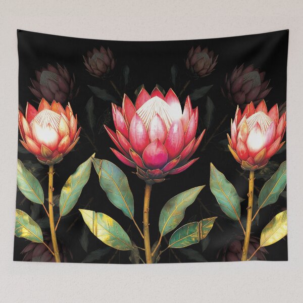 Item preview, protea flowers  stylized with symmetrical  geometry designed and sold by Bal91.
