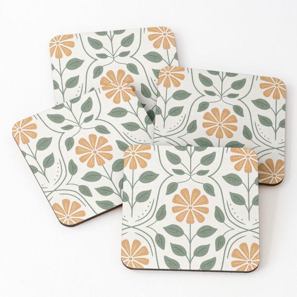 Item preview, Orange Summer Floral Pattern  designed and sold by SaltyCoveStudio.