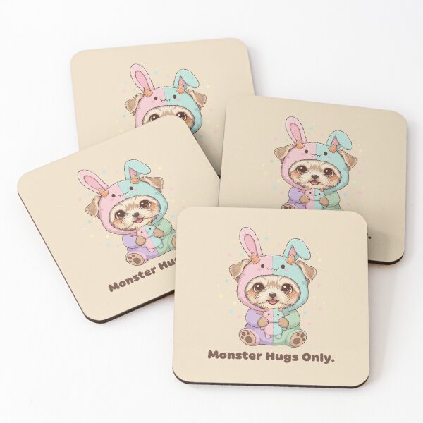 Item preview, Monster Hugs Only- Fluffy Yorkshire Terrier Puppy in Pastel Bunny Onesie designed and sold by The Real Life Symphony.
