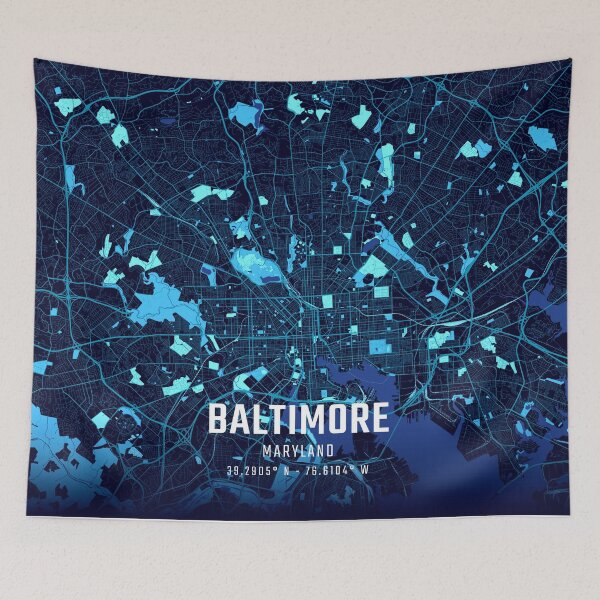 Item preview, Baltimore Midnight City Map designed and sold by HomeLivingCo.