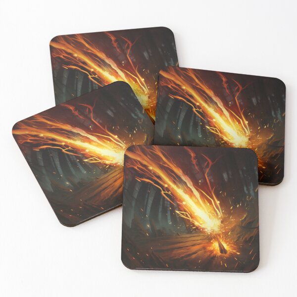 Item preview, Blazing Wildfire Erupting in the Night Forest, Casting Fiery Orange and Yellow Light on the Dark Trees designed and sold by Epsydon Designers.